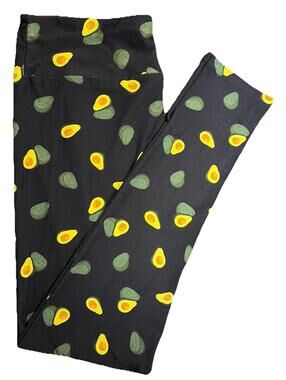 NWT LuLaRoe Cinco De Mayo Avocados On Black Leggings Sz Tall & Curvy TC (12-18)